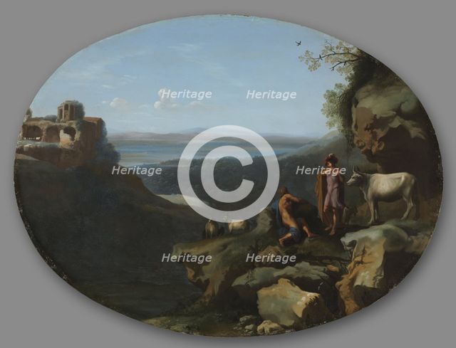 Mercury and Argus in a Landscape, c. 1635. Creator: Dirck van der Lisse (Dutch, 1669).
