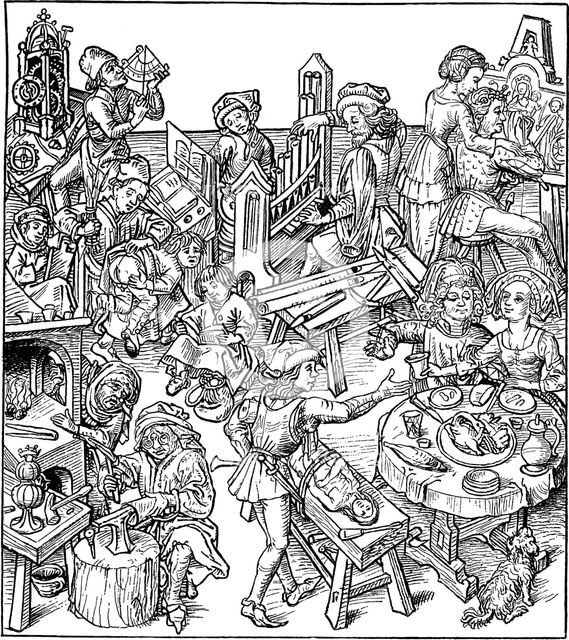 Mercury and His Children. Illustration from the Housebook, 1480s. Artist: Master of the Housebook (between 1470 and 1505)