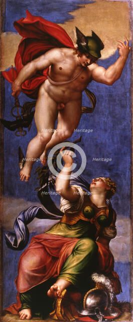 Mercury and Minerva, 1553-1554. Creator: Ponchini (Ponchino), Giovanni Battista (c. 1500-1570/71).