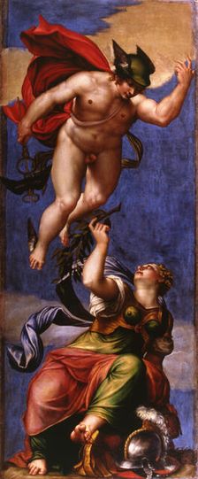 Mercury and Minerva, 1553-1554. Creator: Ponchini (Ponchino), Giovanni Battista (c. 1500-1570/71)