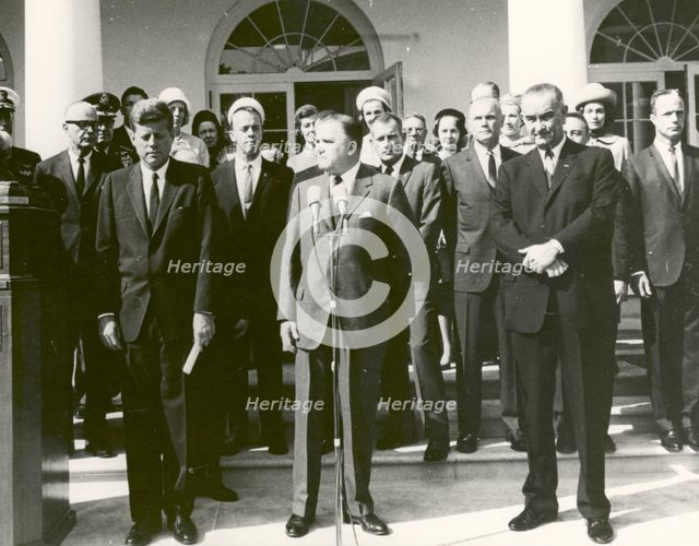 Mercury Astronauts Receiving the Collier Trophy, White House, Washington, USA, 1963.  Creator: NASA.