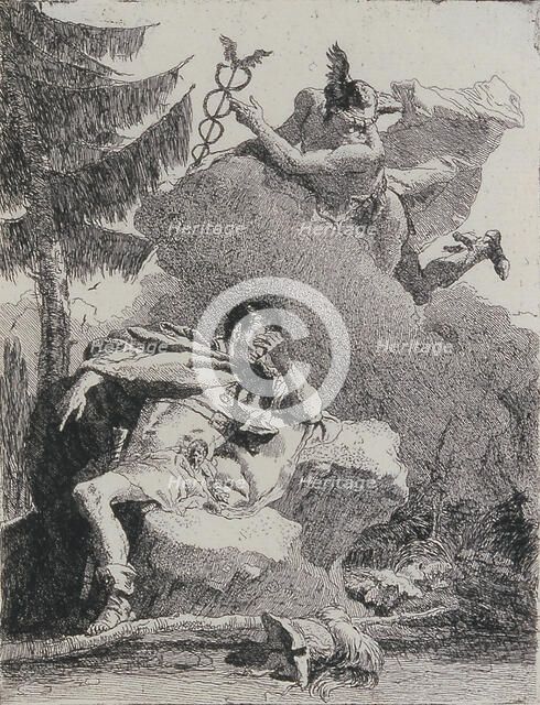 Mercury Appears to Aeneas in a Dream, 1757. Creator: Giovanni Domenico Tiepolo.