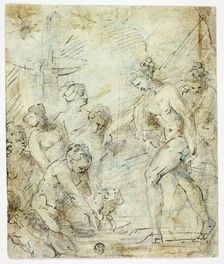 Mercury Entrusting Infant Bacchus to Nymphs, 1690/1715. Creator: Unknown
