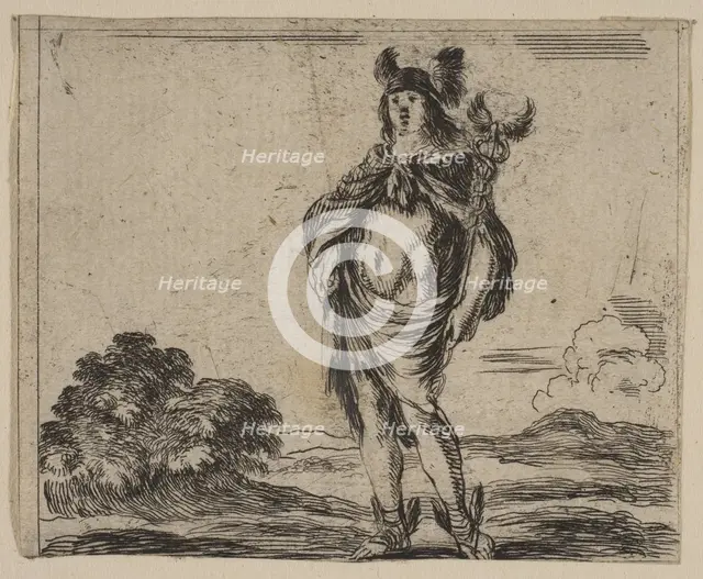 Mercury, from 'Game of Mythology' (Jeu de la Mythologie), 1644. Creator: Stefano della Bella.