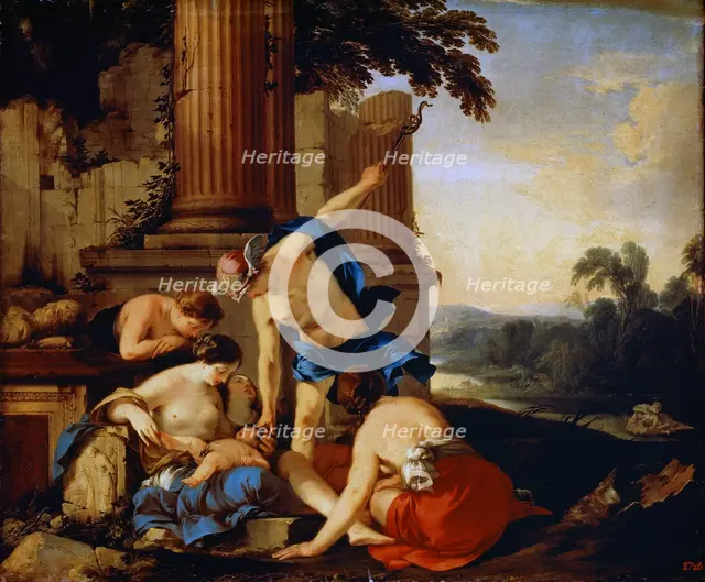 'Mercury Giving the Child Bacchus to the Nymphs of Nysa', 1638.  Artist: Laurent de la Hyre