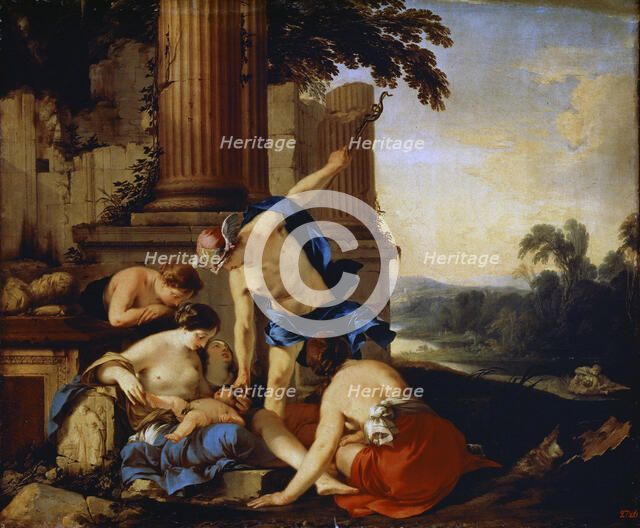 'Mercury Giving the Child Bacchus to the Nymphs of Nysa', 1638.  Artist: Laurent de la Hyre