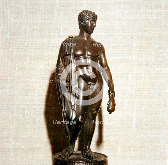 Mercury (Hermes) holding a purse (as bringer of good fortune), Roman, 1st century.  Artist: Unknown.
