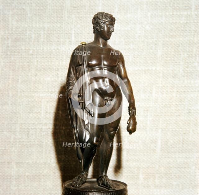 Mercury (Hermes) holding a purse (as bringer of good fortune), Roman, 1st century.  Artist: Unknown.