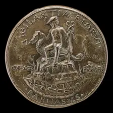 Mercury Seated on a Dragon [reverse], c. 1478. Creator: Sperandio Savelli