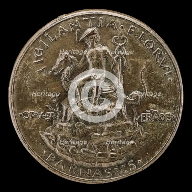 Mercury Seated on a Dragon [reverse], c. 1478. Creator: Sperandio Savelli.