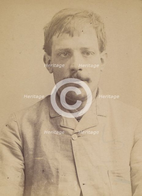 Mereaux. émile-Louis. 33 ans, né à Laon (Aisne). ébéniste. Anarchiste. 23/4/92., 1892. Creator: Alphonse Bertillon.