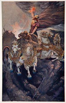 Merodach sets forth to attack Tiamat 1915. Creator: Ernest Wellcousins