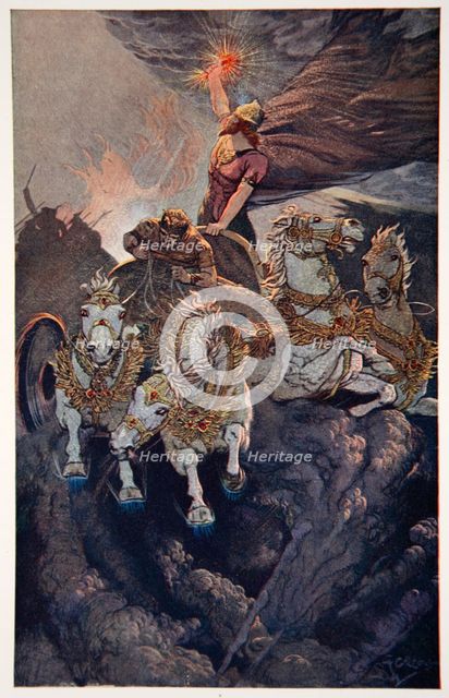 'Merodach sets forth to attack Tiamat', 1915.  Creator: Ernest Wellcousins.