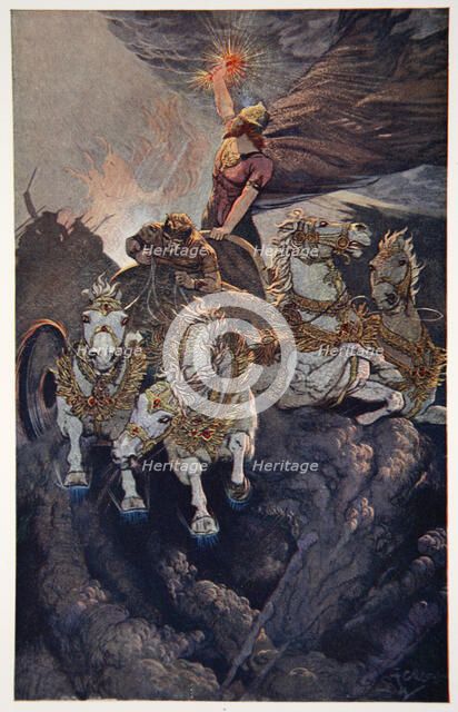 'Merodach sets forth to attack Tiamat', 1915.  Artist: Ernest Wellcousins