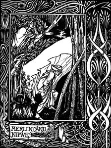 Merlin and Nimue. Illustration to the book Le Morte d'Arthur by Sir Thomas Malory, 1893-1894