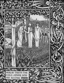 Merlin Taketh the Child Arthur into His Keeping c1893. Artist: Aubrey Beardsley