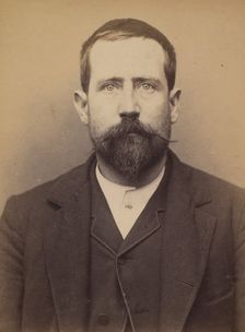 Mermin. Camille. 33 ans, né à La Havane (Cn Espagnoles). Rep. de cou. (?). Anarchiste. 9/3..., 1894. Creator: Alphonse Bertillon