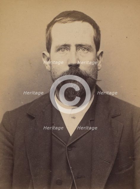 Mermin. Camille. 33 ans, né à La Havane (Cn Espagnoles). Rep. de cou. (?). Anarchiste. 9/3..., 1894. Creator: Alphonse Bertillon.