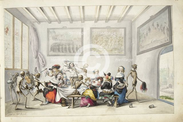 Merry company surprised by death, 1660.
