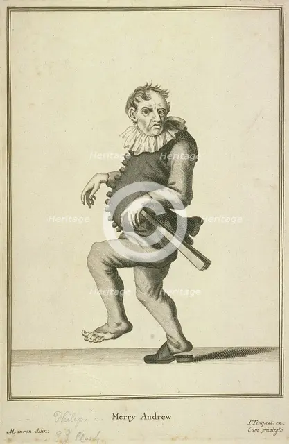 'Merry Andrew', possibly a jester or fool, Cries of London, (c1688?). Artist: Pierce Tempest