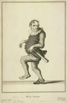 Merry Andrew possibly a jester or fool, Cries of London, (c1688?). Artist: Pierce Tempest