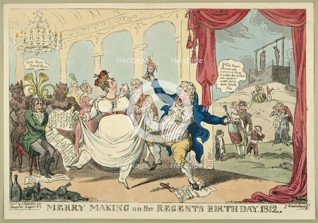 Merry making on the regents birth day, 1812, 1812. Artist: Cruikshank, George (1792-1878)
