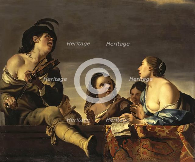 Merry Society with a Violinist, 1640. Creator: Jan Gerritsz van Bronckhorst.