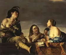 Merry Society with a Violinist, 1640. Creator: Jan Gerritsz van Bronckhorst