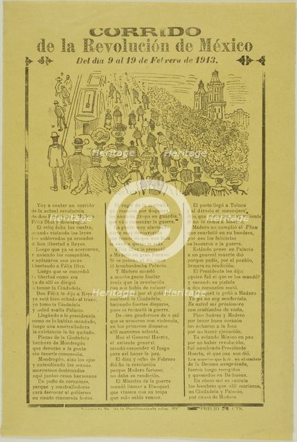 Merry Verse about the Mexican Revolution, 1913. Creator: José Guadalupe Posada.