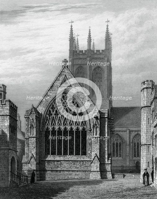 Merton College Chapel, from the quadrangle, Oxford, 1834.Artist: John Le Keux