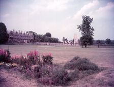 Merton College and chapel from Christchurch Meadows, Oxford, c1955. Creator: Arthur Charles Kirby Ware
