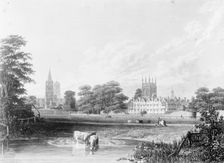 Merton College, Oxford University, Oxfordshire, from the River Cherwell, c1860-c1922