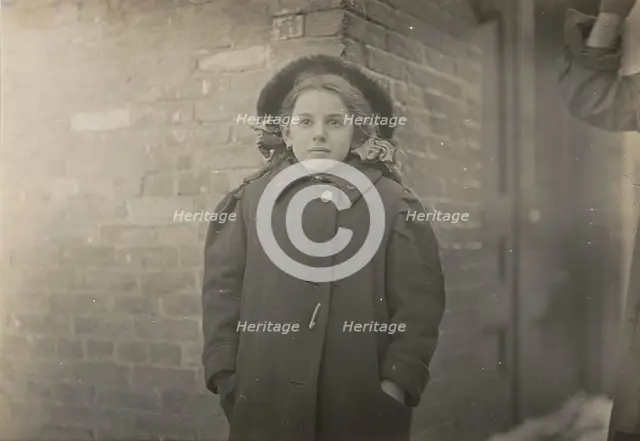 Mery Horn, a hunchback condition aggravated by the heavy load of papers she carried..., Mar 1909. Creator: Lewis Wickes Hine.