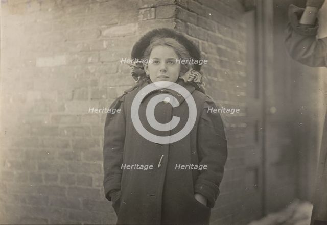 Mery Horn, a hunchback condition aggravated by the heavy load of papers she carried..., Mar 1909. Creator: Lewis Wickes Hine.