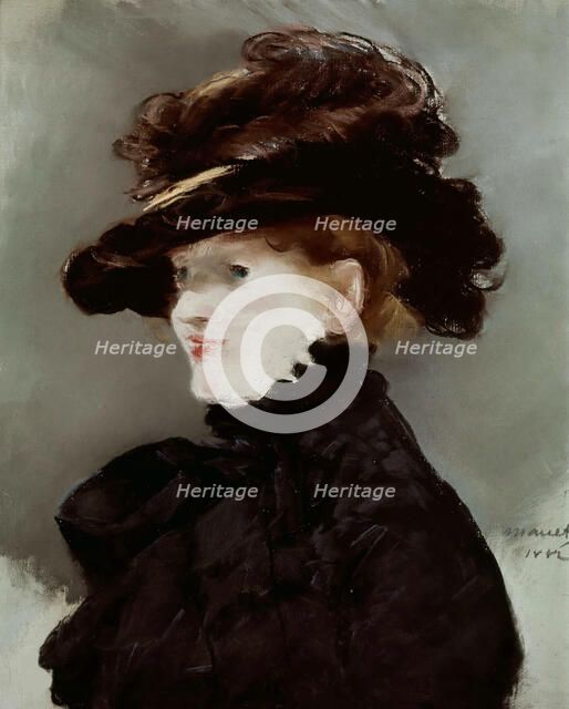 Méry Laurent in a Black Hat, 1882. Creator: Manet, Édouard (1832-1883).