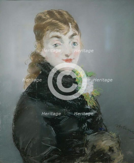 Méry Laurent with a Pug, 1882. Creator: Manet, Édouard (1832-1883).