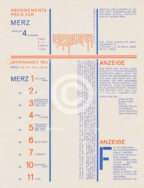 Merz 8-9. Nasci., 1924. Creator: Schwitters, Kurt (1887-1948).