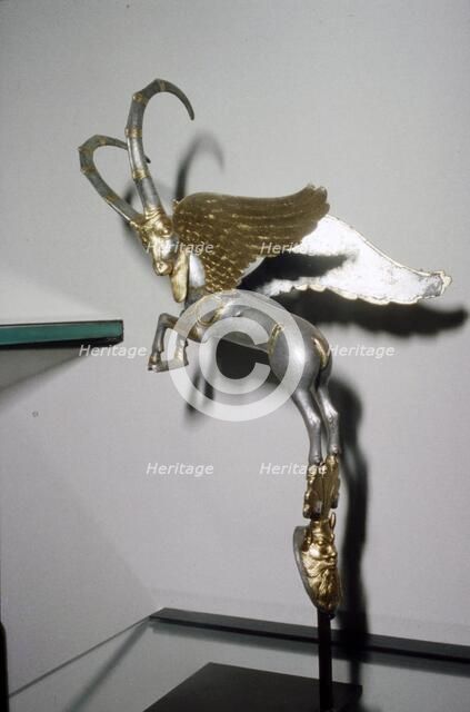 Mesopotamian Silver and Gold winged goat, Achaemenid, 4th century BC Artist: Unknown.