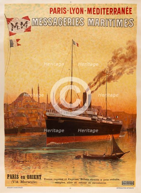 Messageries Maritimes. Paris - Lyon - Méditerranée, 1909. Creator: D'Argence, Eugène (1853-1920).