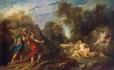 Messengers of Godfrey of Bouillon in Gardens of Armida, 1735. Creator: Francois Lemoyne