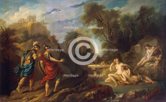 Messengers of Godfrey of Bouillon in Gardens of Armida, 1735. Creator: Francois Lemoyne.