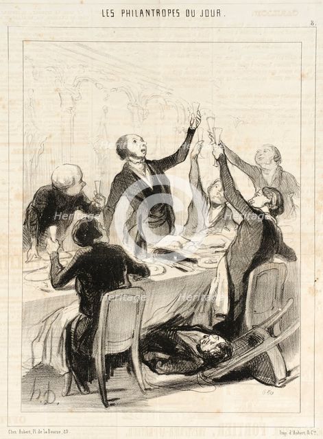 Messieurs...il nous reste un 43me toast à porter à la Société de Temperance!, 1844. Creator: Honore Daumier.
