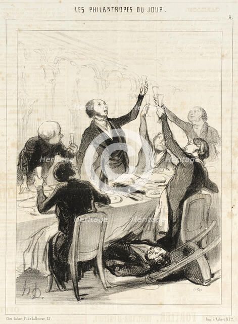 Messieurs...il nous reste un 43me toast à porter à la Société de Temperance!, 1844. Creator: Honore Daumier.