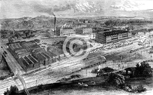 Messrs. Allsopp and Sons' pale-ale brewery at Burton-on-Trent, 1862. Creator: Unknown.