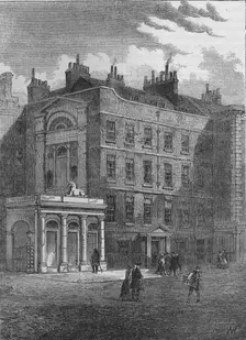 Messrs Christie and Manson's original auction rooms, Westminster, London, c1860 (1878)