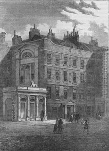Messrs Christie and Manson's original auction rooms, Westminster, London, c1860 (1878)