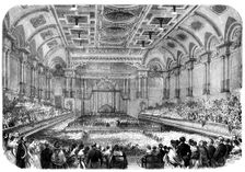 Messrs. Gibson and Bright at the Free-Trade Hall, Manchester, 1858. Creator: Unknown
