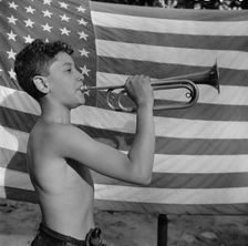 Mess call at Camp Nathan Hale, Southfields, New York, 1943 Creator: Gordon Parks