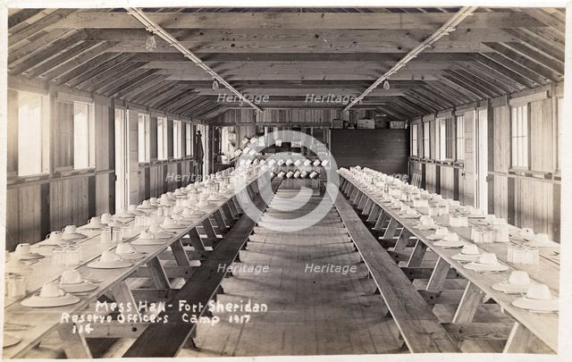Mess hall, Fort Sheridan Reserve Officers Camp, Illinois, USA, 1917. Artist: Unknown