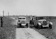 MG 18/80 of Mrs R Gough and Bianchi of Kitty Brunell at the B&HMC Brighton Motor Rally, 1930. Artist: Bill Brunell
